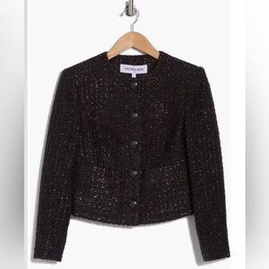NWT Veronica Beard Nathan Shimmer Tweed Jacket size 8 Black